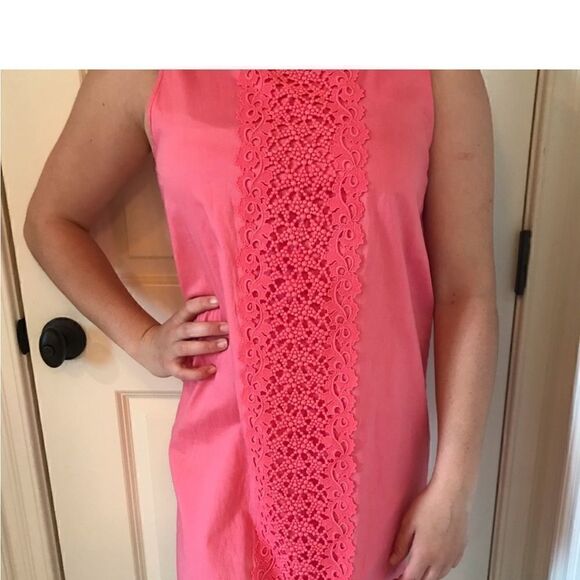 J. Crew Pink Coral Garden Lace Sleeveless
Shift Dress - Picture 4 of 16